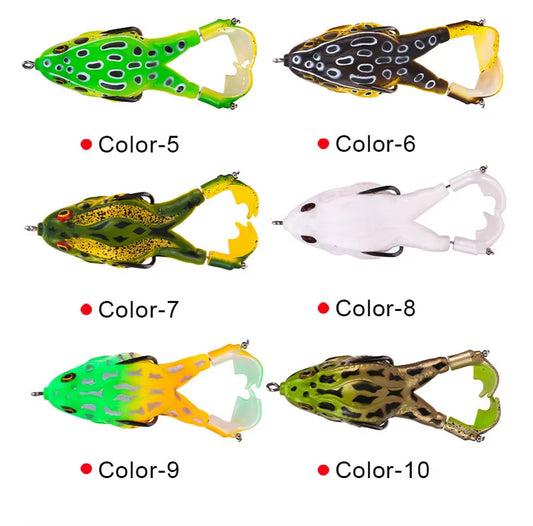 Frog Lure Soft Tube Bait Plastic Fishing Lure with Fishing Hooks Topwater Ray Frog Artificial 3D Eyes Carp Fishing