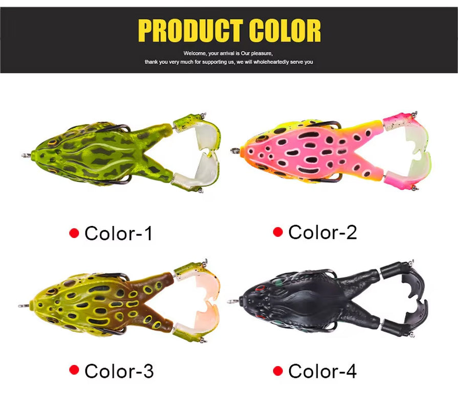 Frog Lure Soft Tube Bait Plastic Fishing Lure with Fishing Hooks Topwater Ray Frog Artificial 3D Eyes Carp Fishing