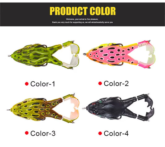 Frog Lure Soft Tube Bait Plastic Fishing Lure with Fishing Hooks Topwater Ray Frog Artificial 3D Eyes Carp Fishing