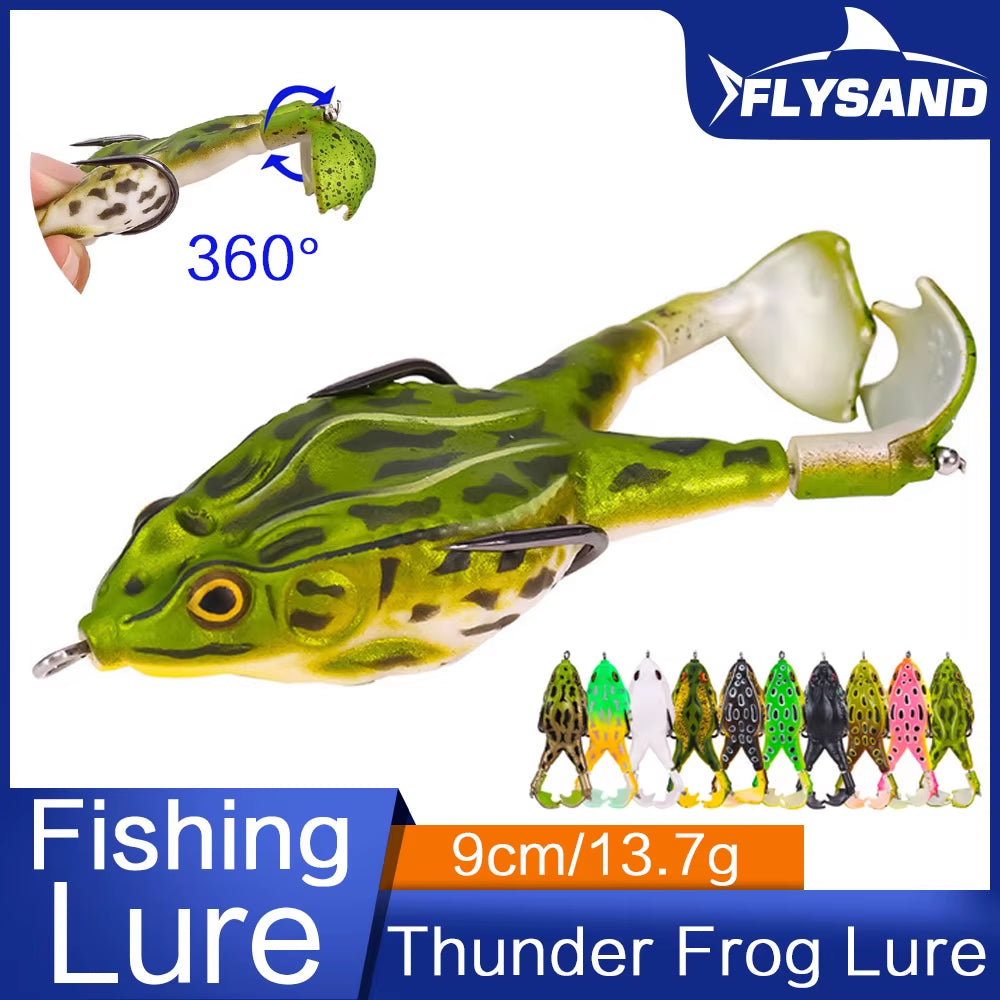 Frog Lure Soft Tube Bait Plastic Fishing Lure with Fishing Hooks Topwater Ray Frog Artificial 3D Eyes Carp Fishing