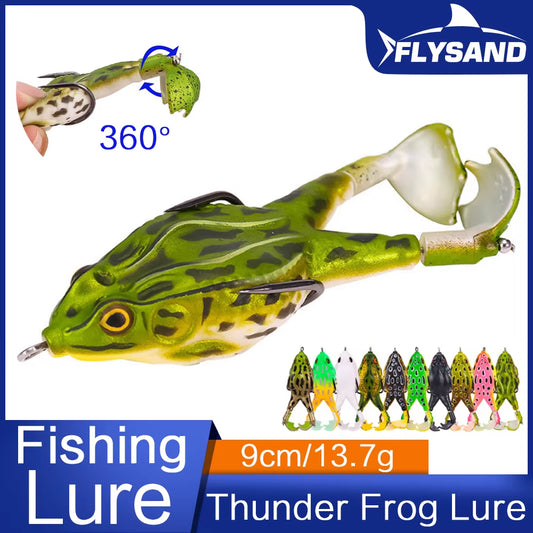 Frog Lure Soft Tube Bait Plastic Fishing Lure with Fishing Hooks Topwater Ray Frog Artificial 3D Eyes Carp Fishing
