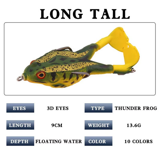 Frog Lure Soft Tube Bait Plastic Fishing Lure with Fishing Hooks Topwater Ray Frog Artificial 3D Eyes Carp Fishing